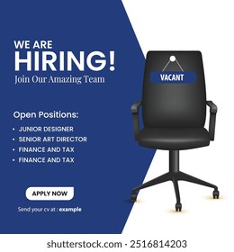 We are hiring. we're hiring creative concept. Hiring creative work. open vacancy design, Hiring social media poster design.