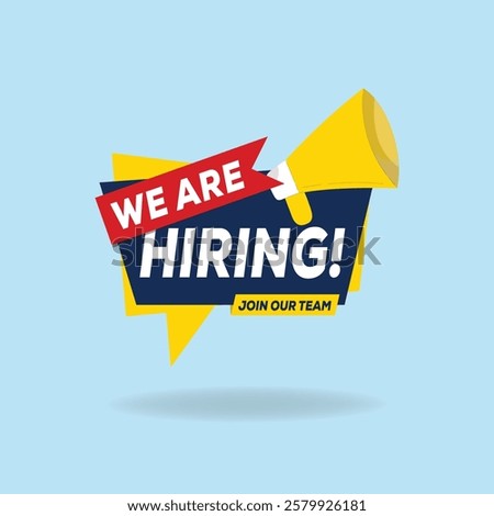 We are hiring. We're hiring. Recruiting or hiring, open vacancy. We are hiring lettering about joining the team. Business recruitment concept. Vector illustration