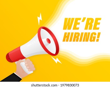 We are hiring word. Vector illustration concept for template, design, web, mobile app, poster, banner, flyer, background.