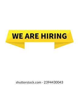We Are Hiring In Yellow Rectangle Ribbon Shape For Employee Advertisement Business Marketing

