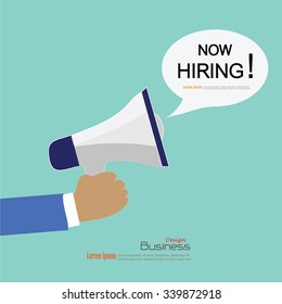 We Are Hiring.hand with megaphone  .recruitment concept.vector illustration.