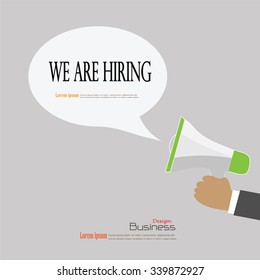 We Are Hiring.hand with megaphone  .recruitment concept.vector illustration.