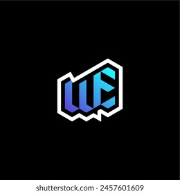 WE initial gradient blue gaming concept ideas for esport team, twitch and streamer