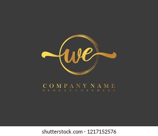 WE initial handwriting logo circle template vector