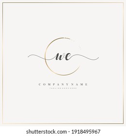 WE Initial Letter handwriting logo hand drawn template vector, logo for beauty, cosmetics, wedding, fashion and business
