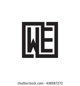 WE initial letters looping linked square monogram logo