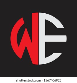 WE Initial Logo design Monogram Isolated on black background