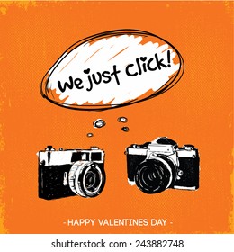 We Just Click Valentines Day hand drawn vector illustration 