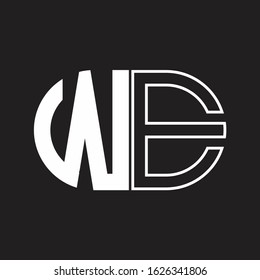 WE Letter logo monogram with oval shape negative space design template