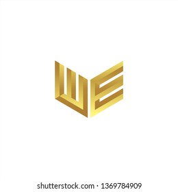 WE Logo letter initial 3d designs templete with gold colors