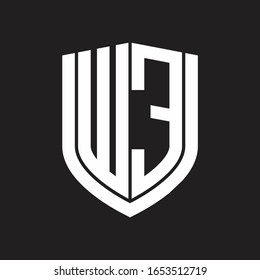 WE Logo monogram with emblem shield design isolated on black background