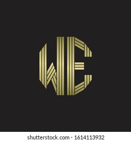 WE Logo monogram outline style linked isolated with gold colors