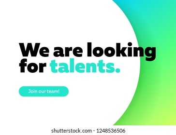 We are Looking for Talents Vector Background. Trendy Bold Black Typography. Job Vacancy Card Design. Join Our Team Minimalist Poster Template, Hiring Advertising, Open Recruitment Creative Ad.