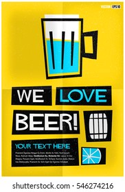 We Love Beer! (Flat Style Vector Illustration Alcohol Poster Design)