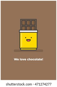 We Love Chocolate! (Line Art Vector Illustration in Flat Style Design)