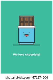 We Love Chocolate! (Line Art Vector Illustration in Flat Style Design)
