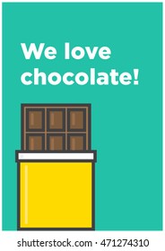 We Love Chocolate! (Line Art Vector Illustration in Flat Style Design)