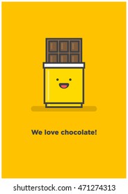 We Love Chocolate! (Line Art Vector Illustration in Flat Style Design)