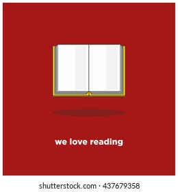 We Love Reading! (Book Line Icon Vector Illustration)