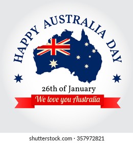 We love you Australia badge, label, logo, greeting Card. National Celebration. Happy Australia Day.  Vector illustration.