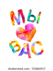 We love you. Russian language. Triangular letters