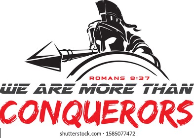 WE ARE MORE THAN CONQUERORS_ROMANS 8_37 VERSE VECTOR DESIGN