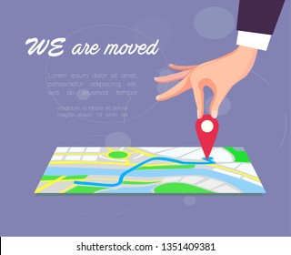 We are moved, changed address, moving concept. Vector illustration.