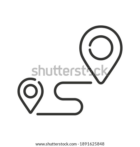 we moved icon in line style with pin location. concept delivery or transfer vector illustration isolated on white background, ecommerce business concept