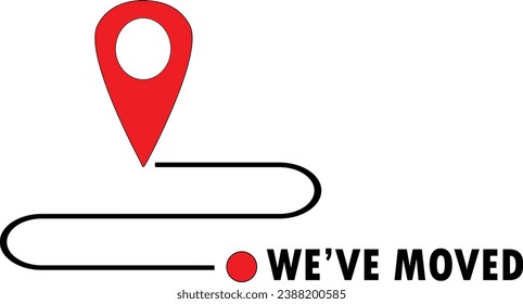 we moved minimal icon with pin. concept of interest land mark like ecommerce delivery or transfer on white background illustration