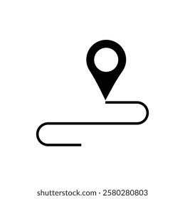 we moved minimal icon with pin. concept of interest land mark like ecommerce delivery or transfer. flat stroke trendy locator logotype graphic art simple