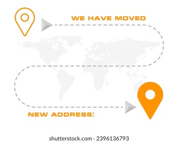 We are moving concept on white background. We are moving from one address to another address - minimalistic flyer template with place for new company office shop location address.  EPS10