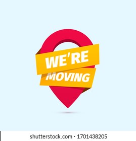 We are moving isolated vector icon. Information of relocation sign on white background