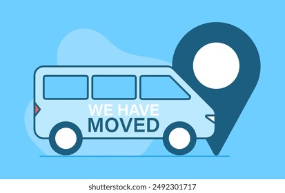 We are moving from one address to another address. Banner template with concept of delivery.