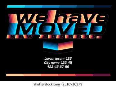 Nos estamos moviendo de una Dirección a otra Dirección - minimalista retro hemos movido volante Plantilla oscura con lugar para la nueva oficina de la empresa Dirección de ubicación de tienda