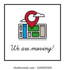 We are moving Poster with Location Pin and Map