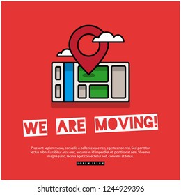 We are moving Poster with Location Pin and Map