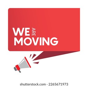 we are moving sign on white background 10 eps.