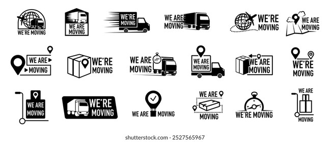 Estamos movendo o logotipo logístico de carga de transporte