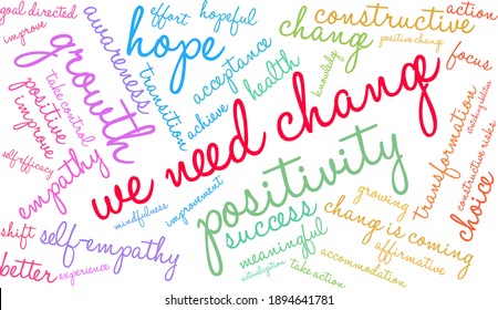 We Need Change word cloud on a white background. 