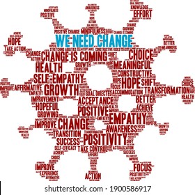 We Need Change word cloud on a white background. 