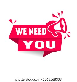 We need you concept design. Banner icon. Web element. vector template.
