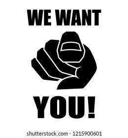 We need you concept vector illustration. Human hand with the finger pointing or gesturing towards you. Vector illustration