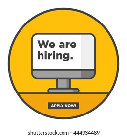 We Are Now Hiring (Line Art in Flat Style Vector Illustration Design Template)
