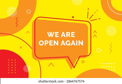 we are open again, reopen bright memphis design background with modern, fun, colorful, and trendy style good for banner, cover, wallpaper, brochure, online shop, web banner-01