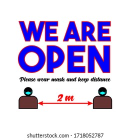 We are open again text vector vintage made for reopening after Covid19 outbreak 