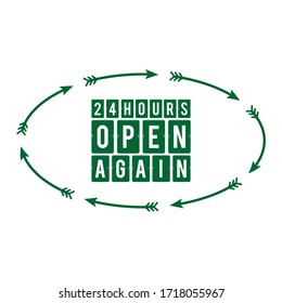 We are open again text vector vintage made for reopening after Covid19 outbreak 