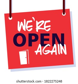 we are open again, we are working again vector illustration design