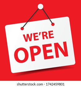 We are open business premium door signage for unlock marketing promotion Premium vector design eps 10.