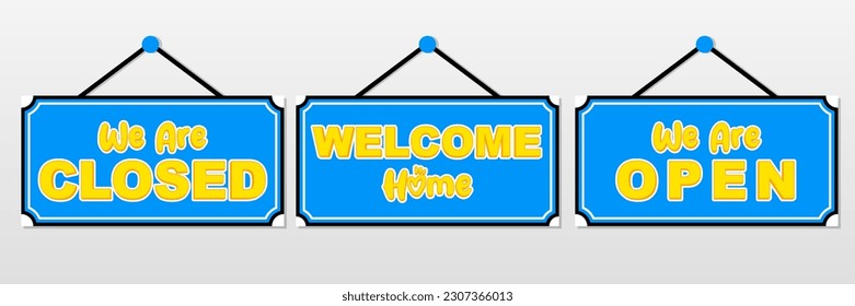 we are open we are closed printable yellow board sign shop window and door hanging tag for business collection