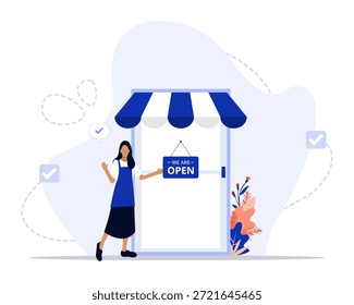 Somos ilustração de conceito aberto. Adequado para landing page, ui, web, cartão de introdução do aplicativo, editorial, folheto e banner.